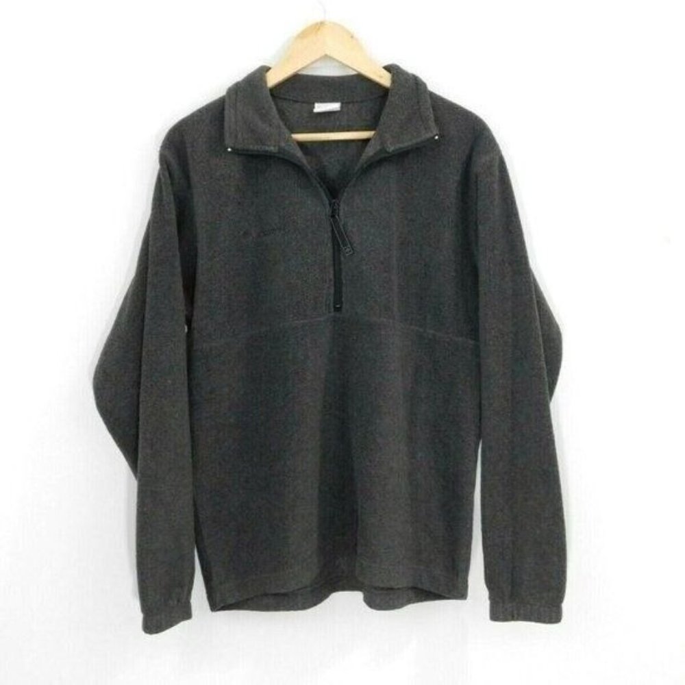 Columbia Mens 1/2 Zip Pullover Fleece Jacket Sweater Small Dark Grey Long Sleeve